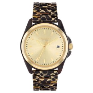 COACH Greyson Gold-Tone Dial Tortoise Signature C Acetate Bracelet Watch 36mm - 14504187