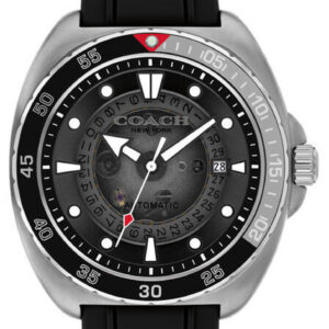 Coach Men's Charter Grey Dial Black Rubber Strap 44mm Watch 14602715