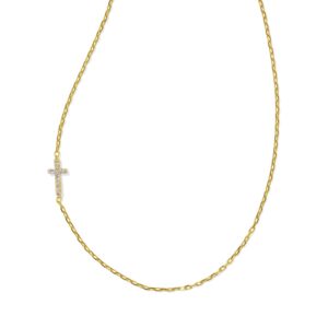 Cross 18k Gold Vermeil Inline Pave Necklace in White Topaz