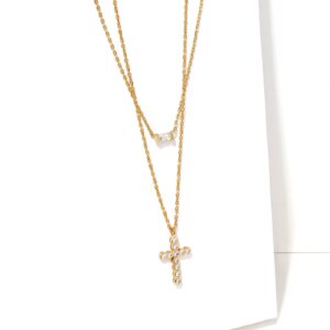 Cross Pendant Necklace Layering Set