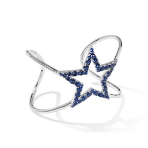 Darcy Silver Cuff Bracelet in Blue Crystal