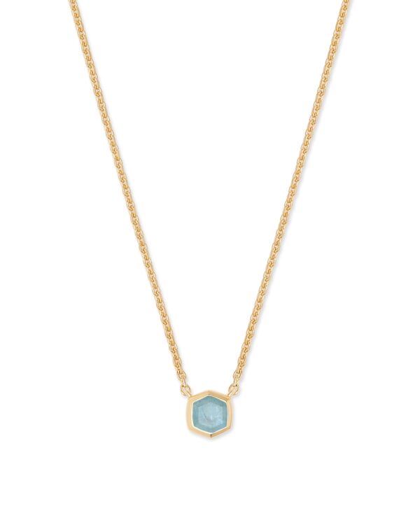 Davie 18k Gold Vermeil Pendant Necklace in Aquamarine