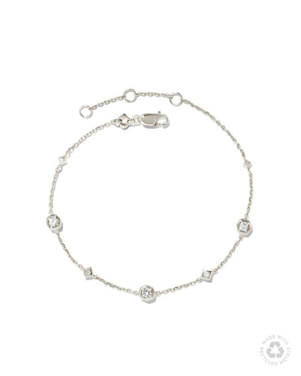 Davie Sterling Silver Trio Delicate Bracelet in White Sapphire