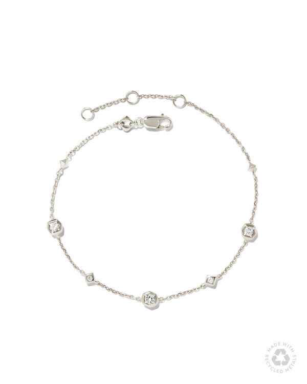Davie Sterling Silver Trio Delicate Bracelet in White Sapphire