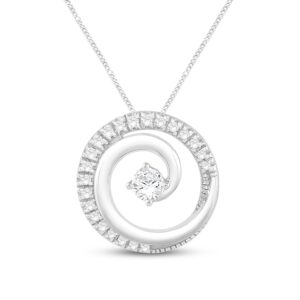 Diamond Circle Necklace 1/5 ct tw Round-cut Sterling Silver 19"