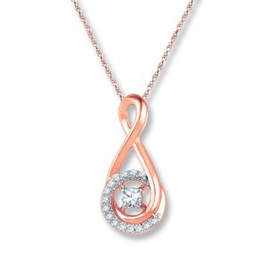 Diamond Infinity Necklace 1/8 ct tw Round-cut 10K Rose Gold 18"
