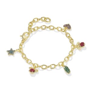 Disney | Kendra Scott Gold Mickey Mouse and Minnie Mouse Charm Bracelet in Multi Mix