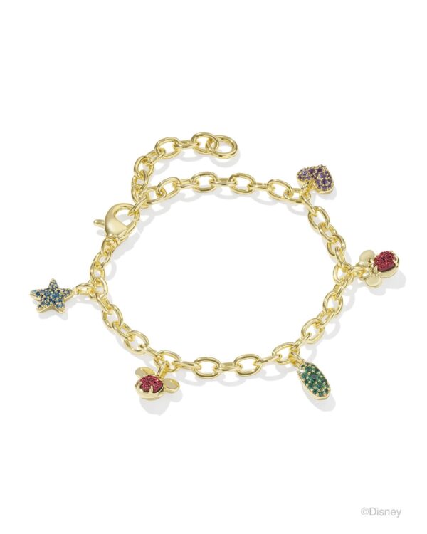 Disney | Kendra Scott Gold Mickey Mouse and Minnie Mouse Charm Bracelet in Multi Mix