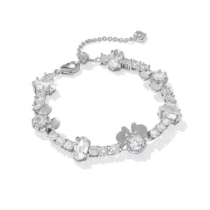 Disney | Kendra Scott Silver Mickey Mouse and Minnie Mouse Tennis Bracelet in White Crystal