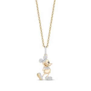 Disney Treasures Diamond Mickey Mouse Necklace 1/8 ct tw 10K Yellow Gold 19"