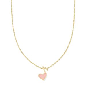 Dolly Parton x Kendra Scott Gold Ari Heart Music Note Short Pendant Necklace in Light Pink Drusy