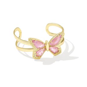 Dolly Parton x Kendra Scott Gold Butterfly Statement Bracelet in Light Pink Iridescent Abalone