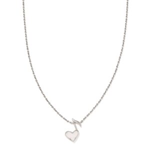 Dolly Parton x Kendra Scott Vintage Silver Ari Heart Music Note Short Pendant Necklace in Iridescent Drusy