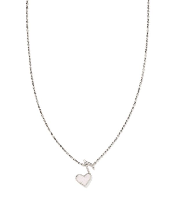 Dolly Parton x Kendra Scott Vintage Silver Ari Heart Music Note Short Pendant Necklace in Iridescent Drusy
