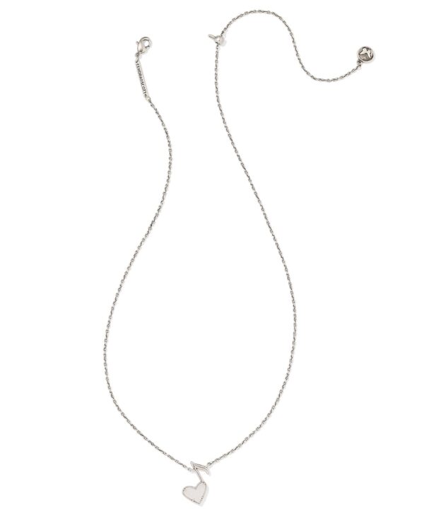 Dolly Parton x Kendra Scott Vintage Silver Ari Heart Music Note Short Pendant Necklace in Iridescent Drusy