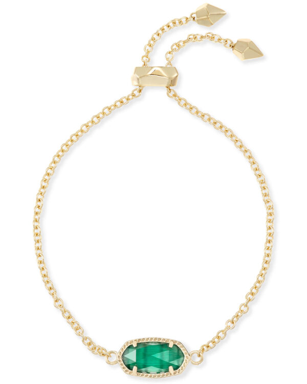 Elaina Gold Adjustable Chain Bracelet in Emerald Cat’s Eye