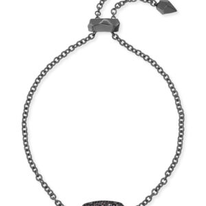 Elaina Gunmetal Adjustable Chain Bracelet in Black Drusy