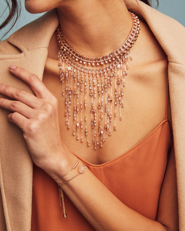 Elaina Rose Gold Adjustable Chain Bracelet in Iridescent Drusy