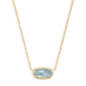 Elisa Gold Pendant Necklace in Light Blue Illusion