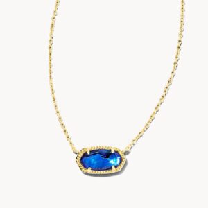 Elisa Gold Pendant Necklace in Navy Abalone