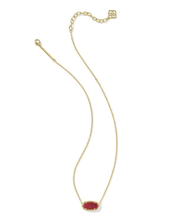 Elisa Gold Short Pendant Necklace in Bright Red Drusy