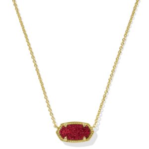 Elisa Gold Short Pendant Necklace in Bright Red Drusy