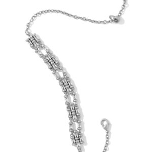 Ember Vintage Silver Crystal Delicate Chain Bracelet in White Crystal