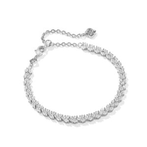 Emery Silver Tennis Bracelet in White Crystal