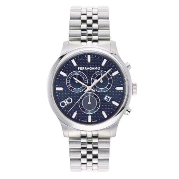 Ferragamo Duo Chrono Blue Dial Stainless Steel Bracelet Watch 42mm - SFEZ00624