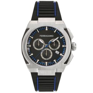 Ferragamo Edge Chrono Black Recycled Polyurethane Strap Watch | 43mm | SFK200123