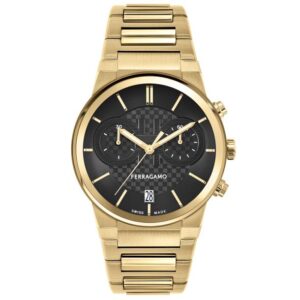Ferragamo Sapphire Chrono Ion-Plated Yellow Gold Bracelet Watch | 41mm | SFME01323