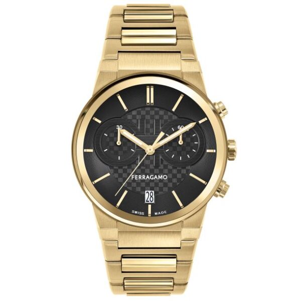 Ferragamo Sapphire Chrono Ion-Plated Yellow Gold Bracelet Watch | 41mm | SFME01323