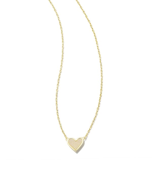 Framed Ari Heart Gold Short Pendant Necklace in Iridescent Drusy