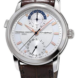 Frederique Constant Classic Hybrid Manufacture Automatic Mens Horological Smartwatch Worldtimer Stainless Steel Brown Leather FC-750V4H6