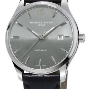 Frederique Constant Classic Index Automatic Gray Dial Date Black Leather E-Strap Mens Watch FC-303LGS5B6