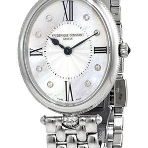 Frederique Constant Classics Art Deco Stainless Steel Oval Case Mother-of-Pearl Dial Diamonds Quartz Womens Watch FC-200MPWD3VD6B