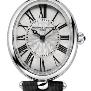 Frederique Constant Classics Art Deco Stainless Steel Oval Case Mother-of-Pearl Dial Black Satin Strap Quartz Womens Watch FC-200MPW2V6