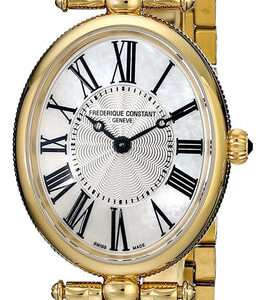Frederique Constant Classics Art Deco Yellow Gold Plated Stainless Steel Oval Case Mother-of-Pearl Dial Quartz Womens Watch FC-200MPW2V5B
