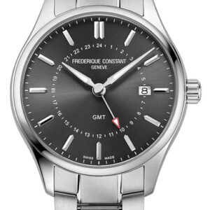 Frederique Constant Classics GMT Stainless Steel Gray Dial Date Quartz Mens Watch FC-252DGS5B6B