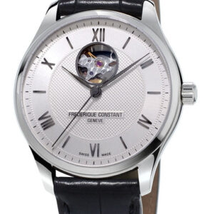 Frederique Constant Classics Heart Beat Automatic Silver Dial Black Leather Strap Mens Watch FC-310MS5B6