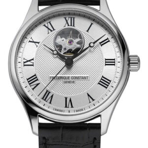 Frederique Constant Classics Heart Beat Automatic Stainless Steel Silver Dial Black Leather Strap Mens Watch FC-310MC5B6