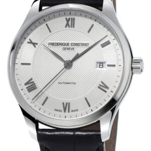 Frederique Constant Classics Index Automatic Silver Dial Date Black Leather Strap Mens Watch FC-303MS5B6