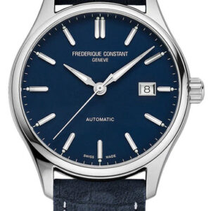 Frederique Constant Classics Index Automatic Stainless Steel Blue Dial Blue Leather Strap Date Mens Watch FC-303NN5B6