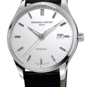 Frederique Constant Classics Index Automatic Stainless Steel Silver Dial Black Leather Strap Date Mens Watch FC-303S5B6