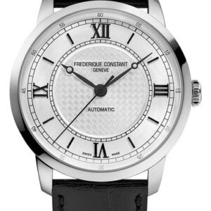 Frederique Constant Classics Premiere Automatic Stainless Steel Silver Dial Black Leather Strap Mens Watch FC-301S3B6