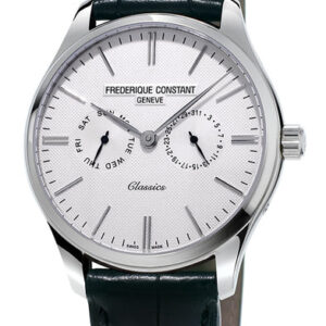 Frederique Constant Classics Silver Dial Day/Date Black Leather Quartz Mens Watch FC-259ST5B6