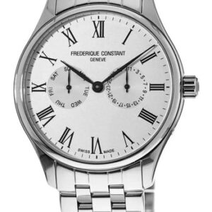 Frederique Constant Classics Stainless Steel Silver Dial Day/Date Quartz Mens Watch FC-259WR5B6B