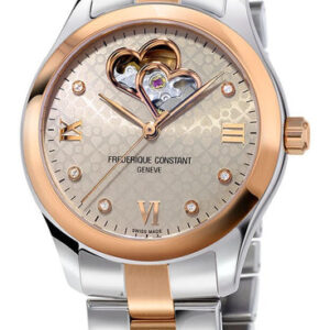 Frederique Constant Double Heart Beat Two Tone Stainless Steel Automatic Diamonds Gray Dial Womens Watch FC-310LGDHB3B2B