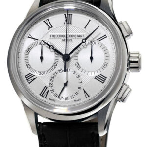 Frederique Constant Flyback Chronograph Manufacture Silver Dial Black Leather Strap Automatic Mens Watch FC-760MC4H6
