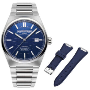 Frederique Constant Highlife COSC Automatic Stainless Steel Blue Dial Interchangeable Blue Rubber Strap Date Mens Watch FC-303N4NH6B